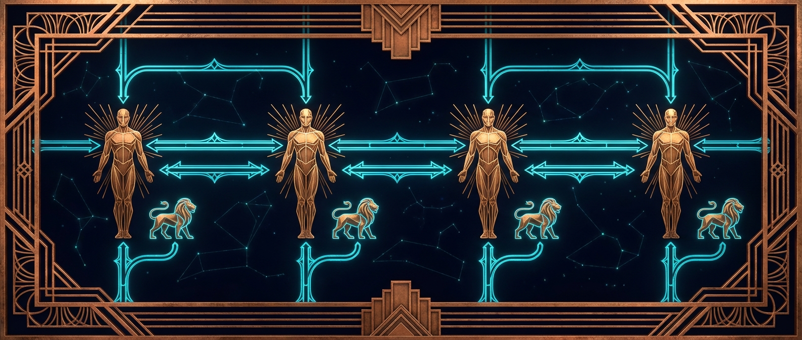 Trust network showing humans connected and agents mirroring their bonds